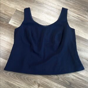 John Meyer Women's Size 18 Cropped Sleeveless Top Navy Blue Polyester Smart Chic